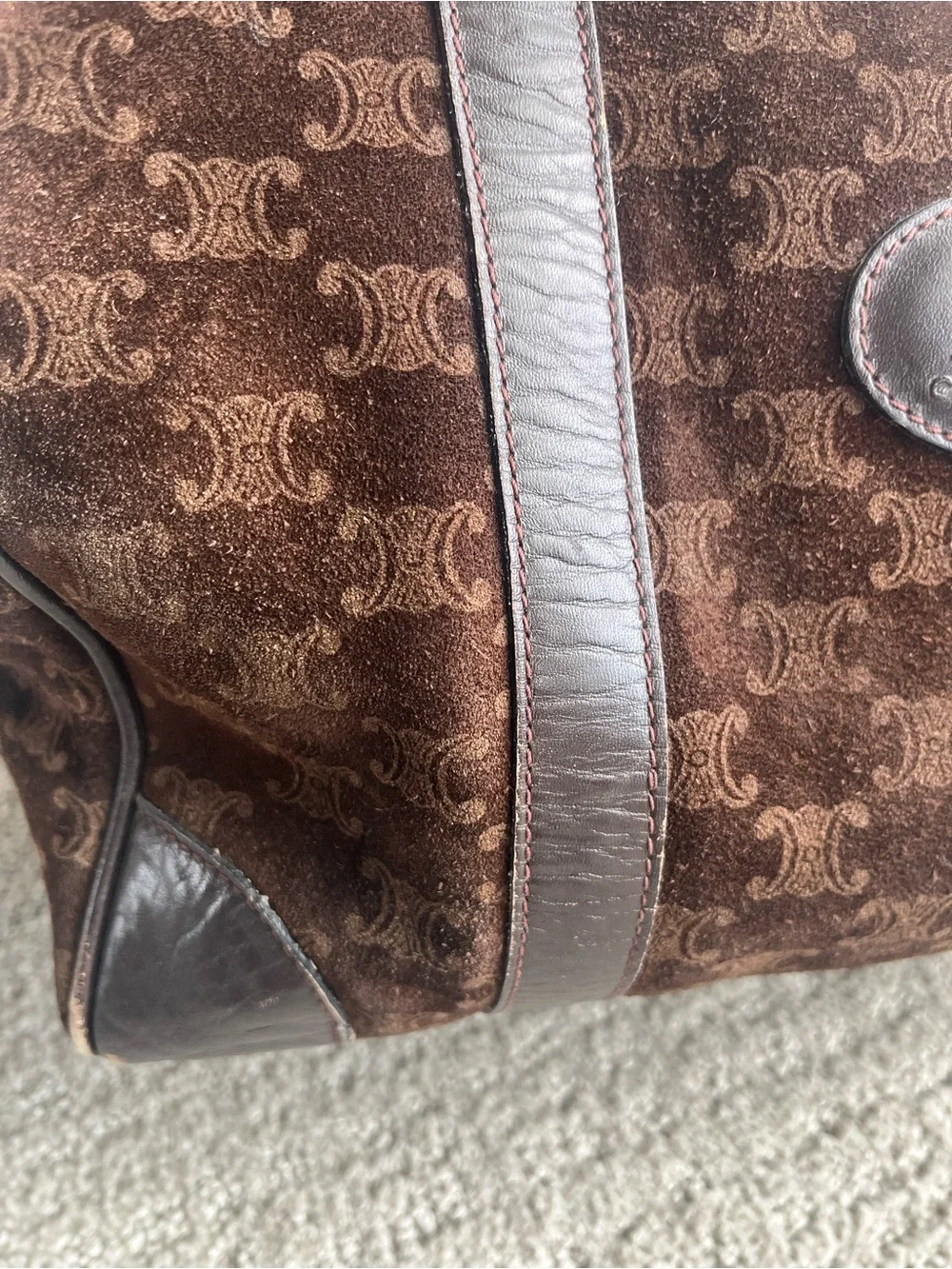 Celine vintage macadam suede Boston bag